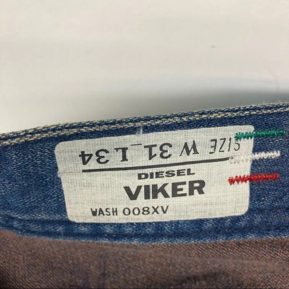 DIESEL INDUSTRY Sz 31 Viker Button Fly Distressed  Mid Rise Straight Leg - Picture 8 of 14